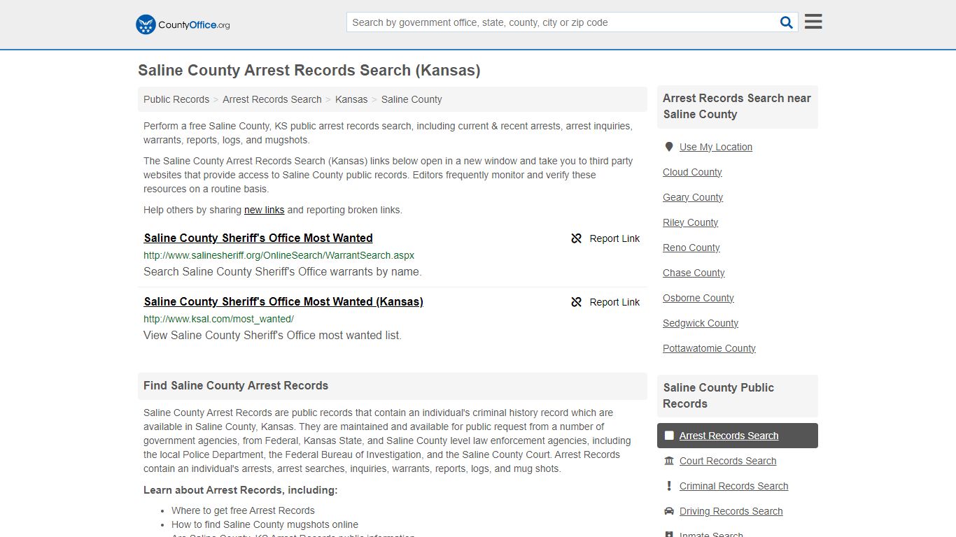 Arrest Records Search - Saline County, KS (Arrests & Mugshots)